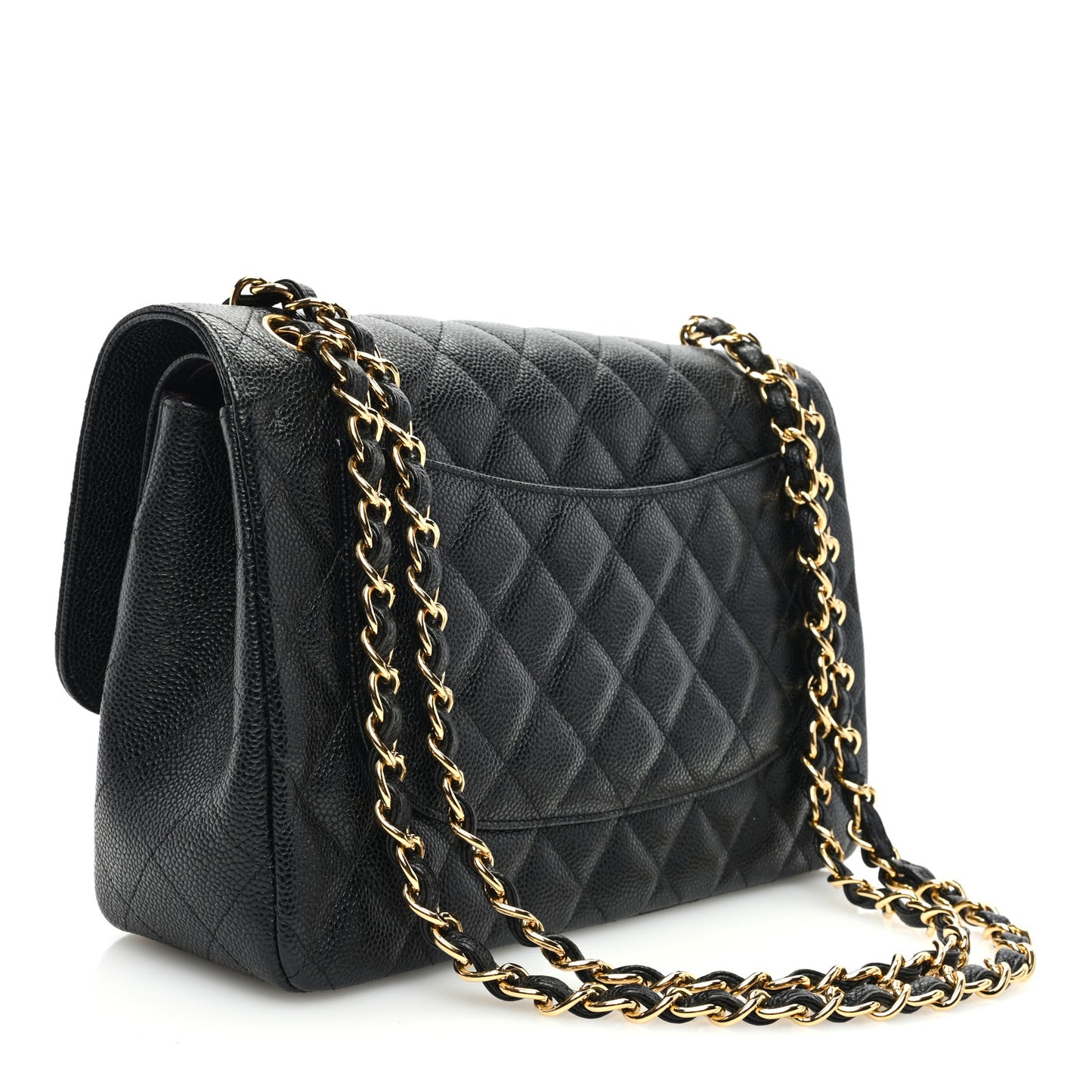 Caviar Quilted Jumbo Double Flap Black