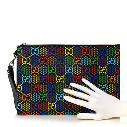 Gucci GG Supreme Monogram Psychedelic Zip Wristlet Pouch Black Multicolor 2 of 8