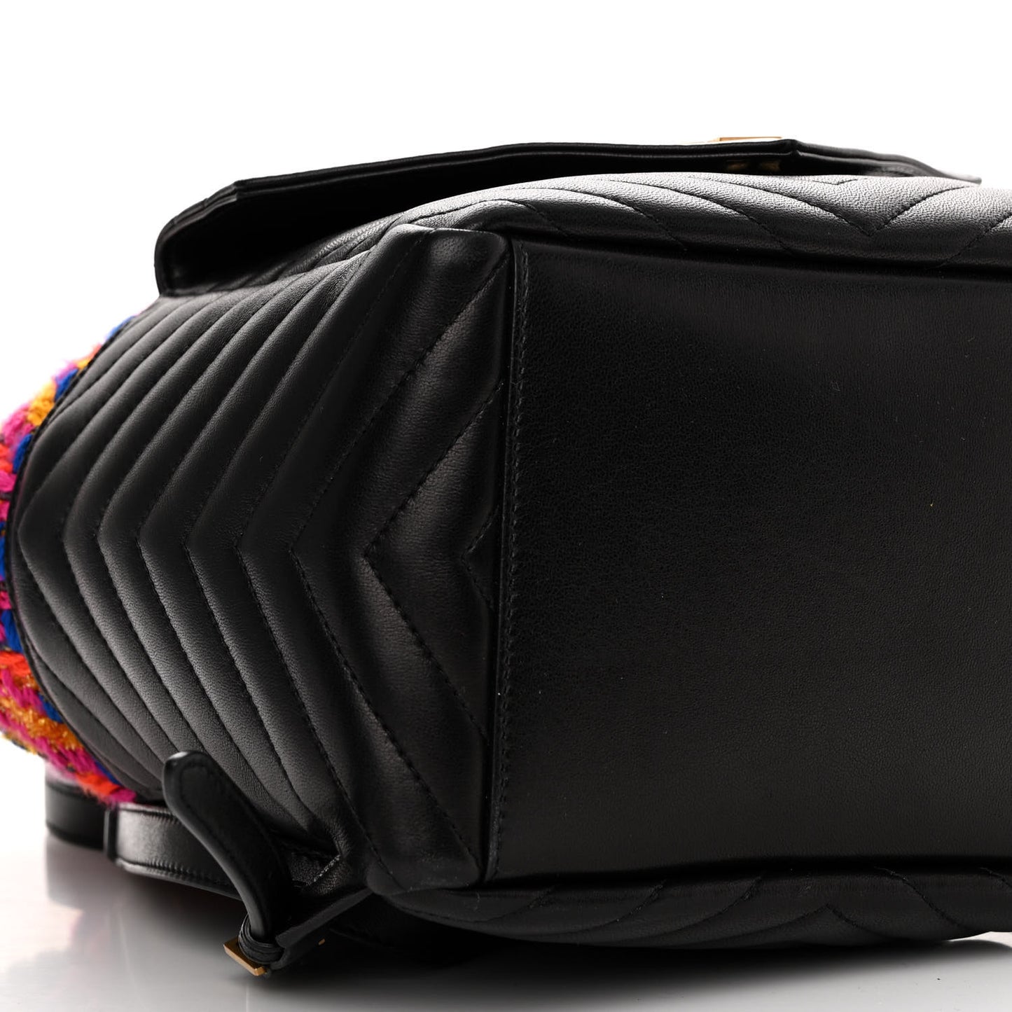 Tweed Lambskin Matelasse Monogram Joe Backpack Black Rosso Multicolor