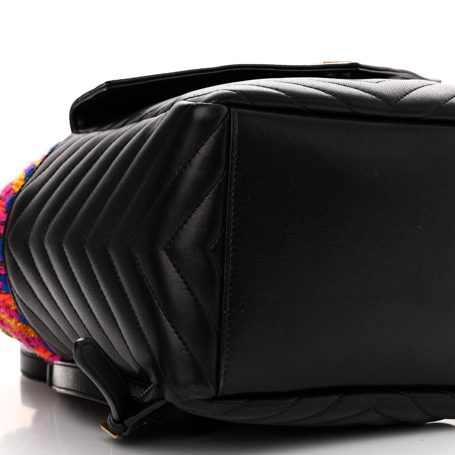 Saint Laurent Tweed Lambskin Matelasse Monogram Joe Backpack Black Rosso Multicolor 9 of 10