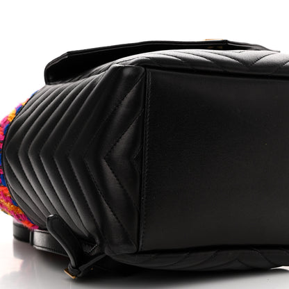 Saint Laurent Tweed Lambskin Matelasse Monogram Joe Backpack Black Rosso Multicolor 9 of 10