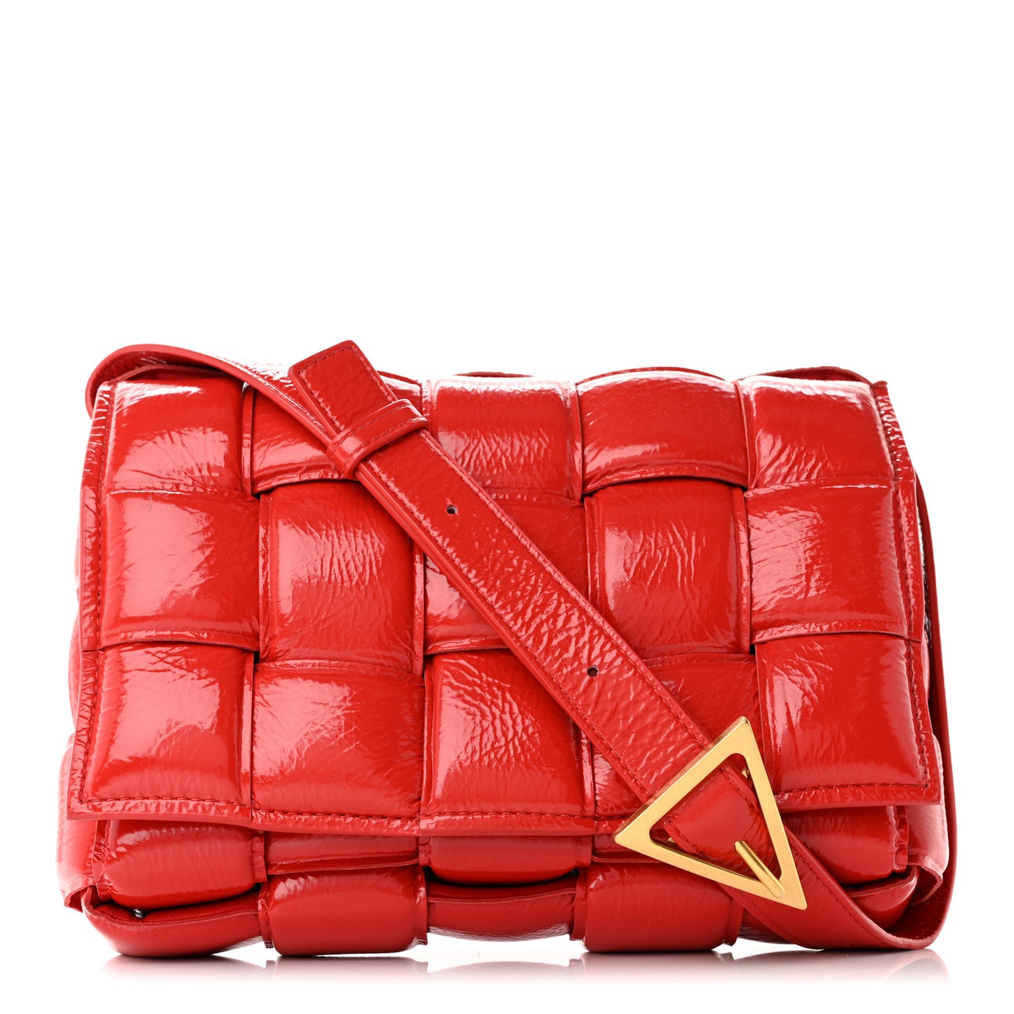 Textured Deerskin Maxi Intrecciato Padded Cassette Crossbody Bag Chili