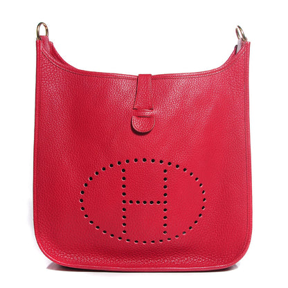 Hermes Taurillon Clemence Evelyne GM Rouge H 1 of 15