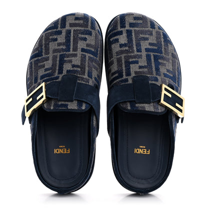 Fendi Woven Fabric FF Fendi Feel Mules 37 Grigio Blue Midnight Blue 2 of 10