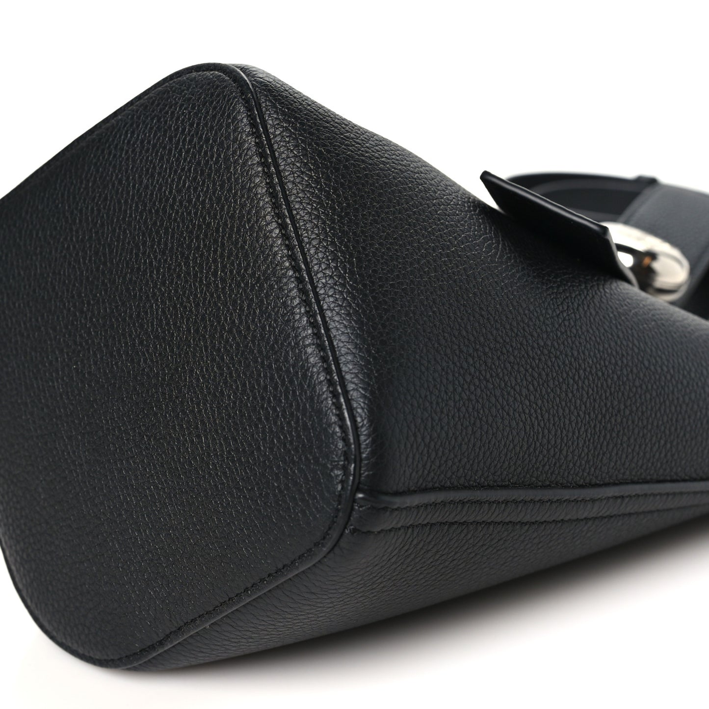 Soft Grained Calfskin Mini Pebble Bucket Bag Black