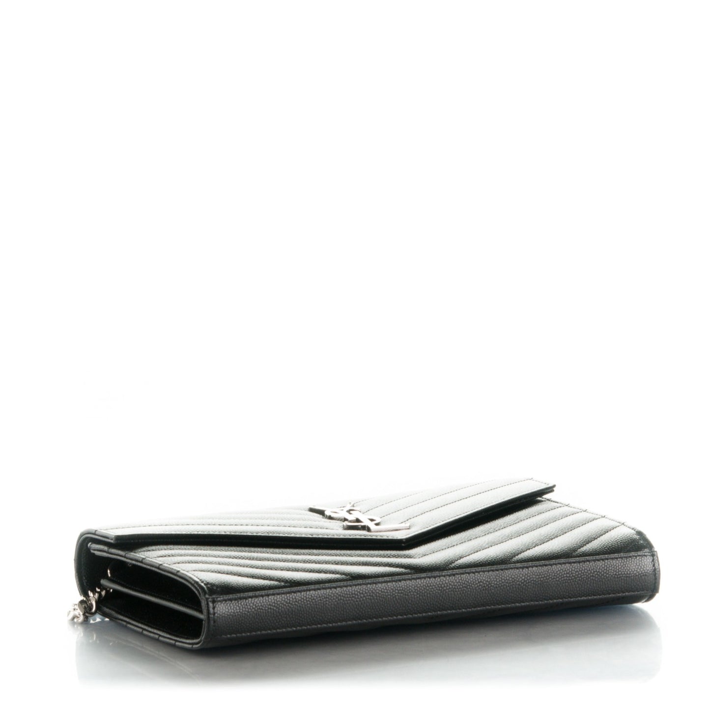 Grain De Poudre Matelasse Chevron Monogram Chain Wallet Black