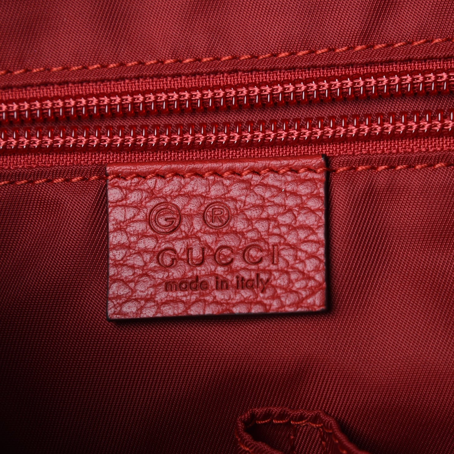 Gucci Nylon Monogram Dollar Calfskin Medium Light Double Buckle Backpack Vibrant Red 8 of 9