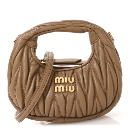 Miu Miu Nappa Matelasse Micro Wander Hobo Caramel 1 of 10