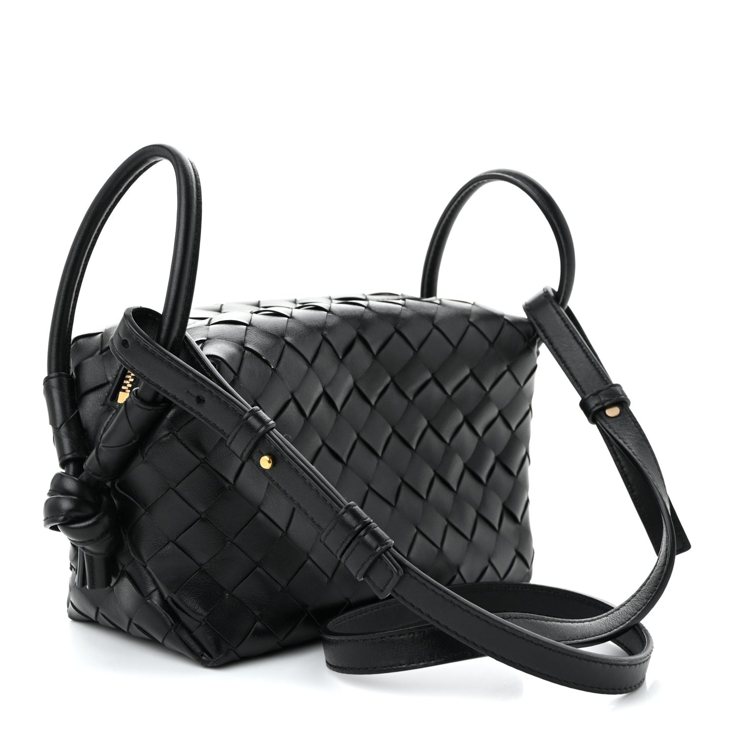 Calfskin Intrecciato Small Loop Top Handle Black