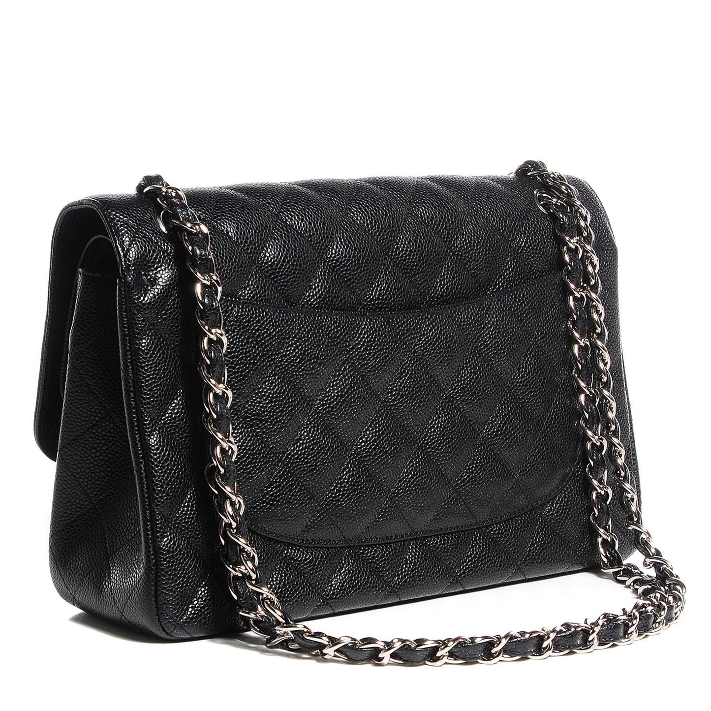 Caviar Quilted Jumbo Double Flap Black