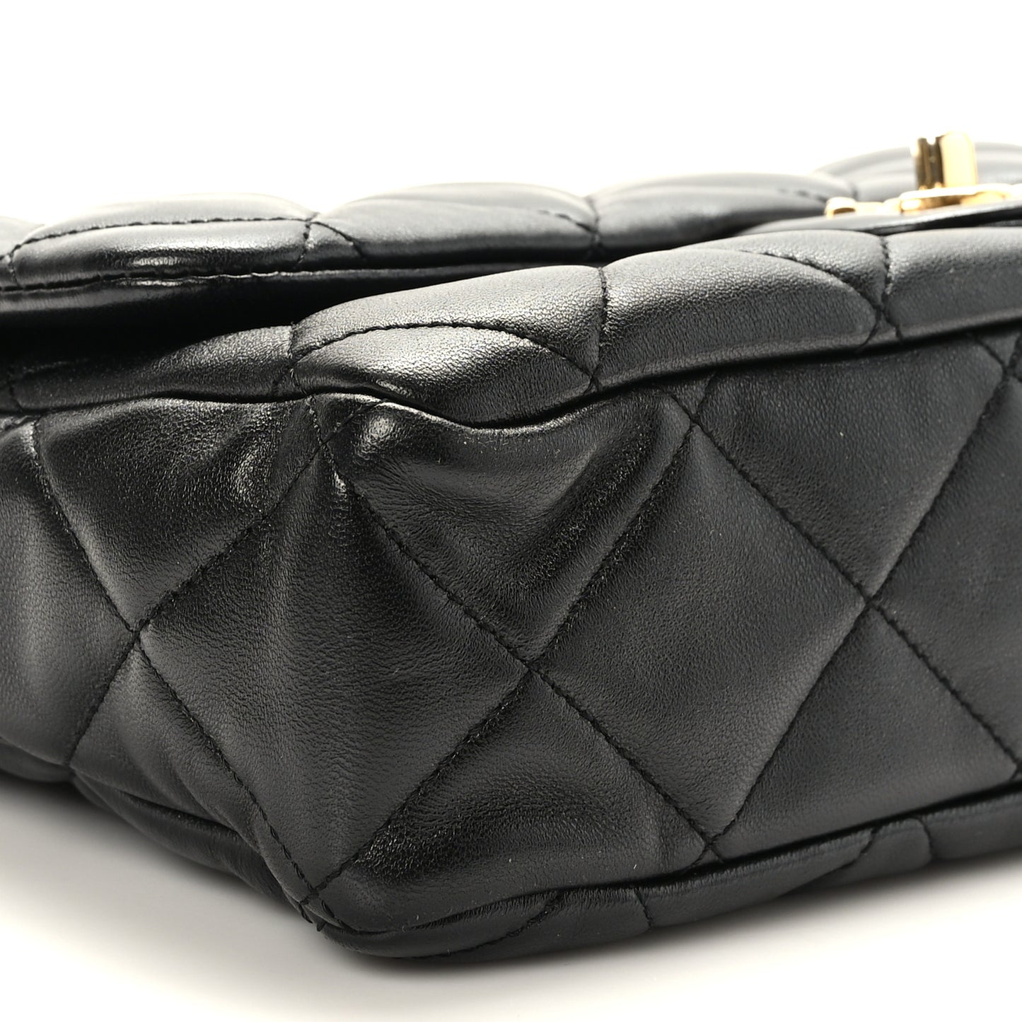 Lambskin Quilted Large CC Funky Town Flap Black
