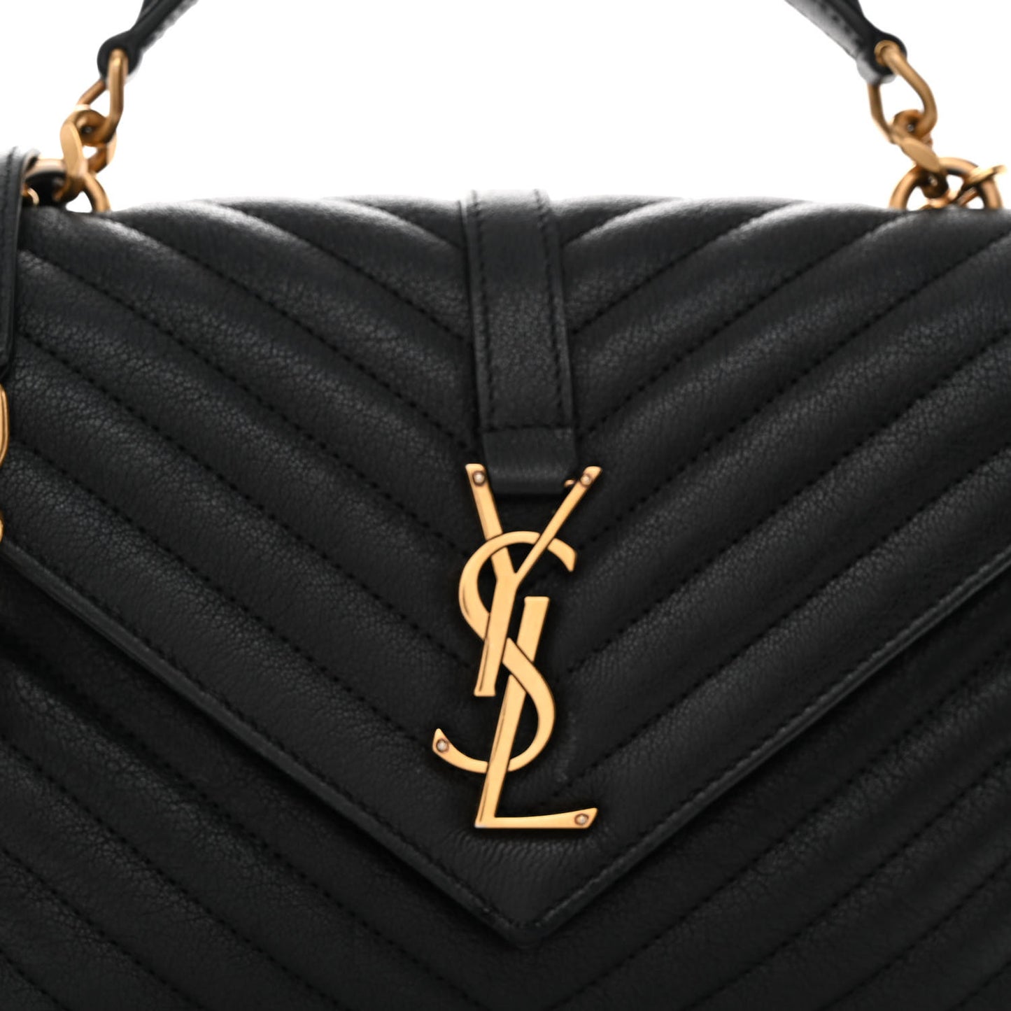 Sheepskin Matelasse Chevron Monogram Medium College Bag Black