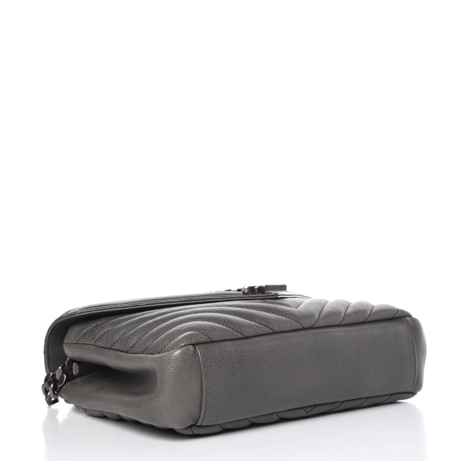 Saint Laurent Sheepskin Matelasse Chevron Monogram Medium College Bag Light Coal 5 of 10