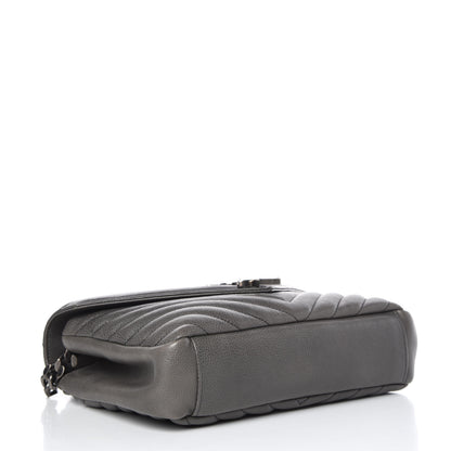 Saint Laurent Sheepskin Matelasse Chevron Monogram Medium College Bag Light Coal 5 of 10
