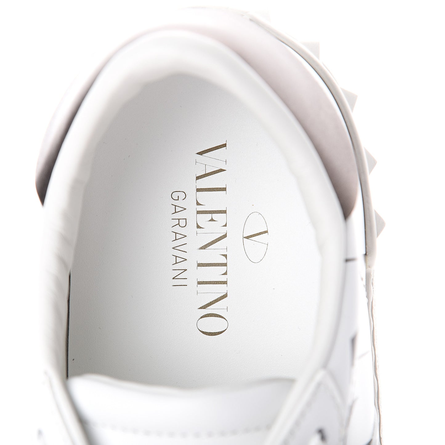 Calfskin VLTN Rockstud Open Sneakers 38 White
