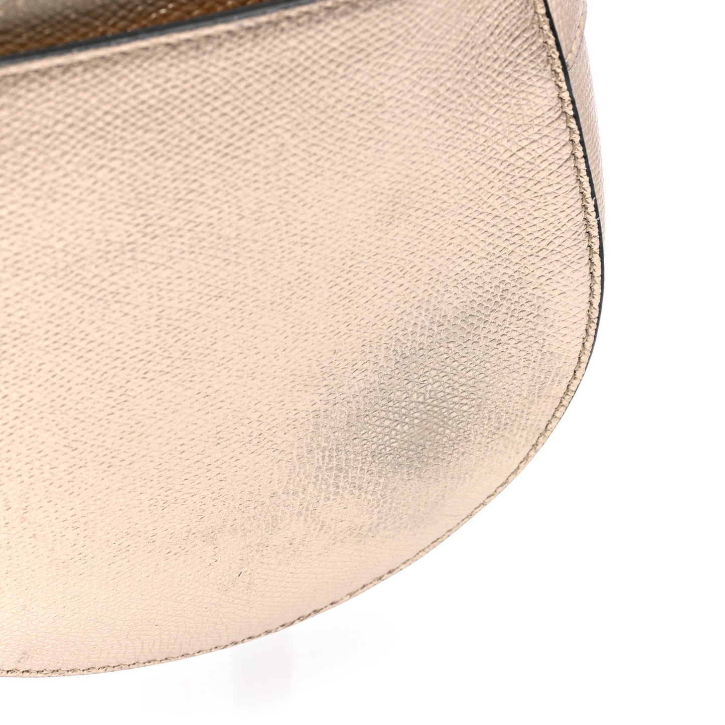 Metallic Grained Calfskin Saddle Bag Gold
