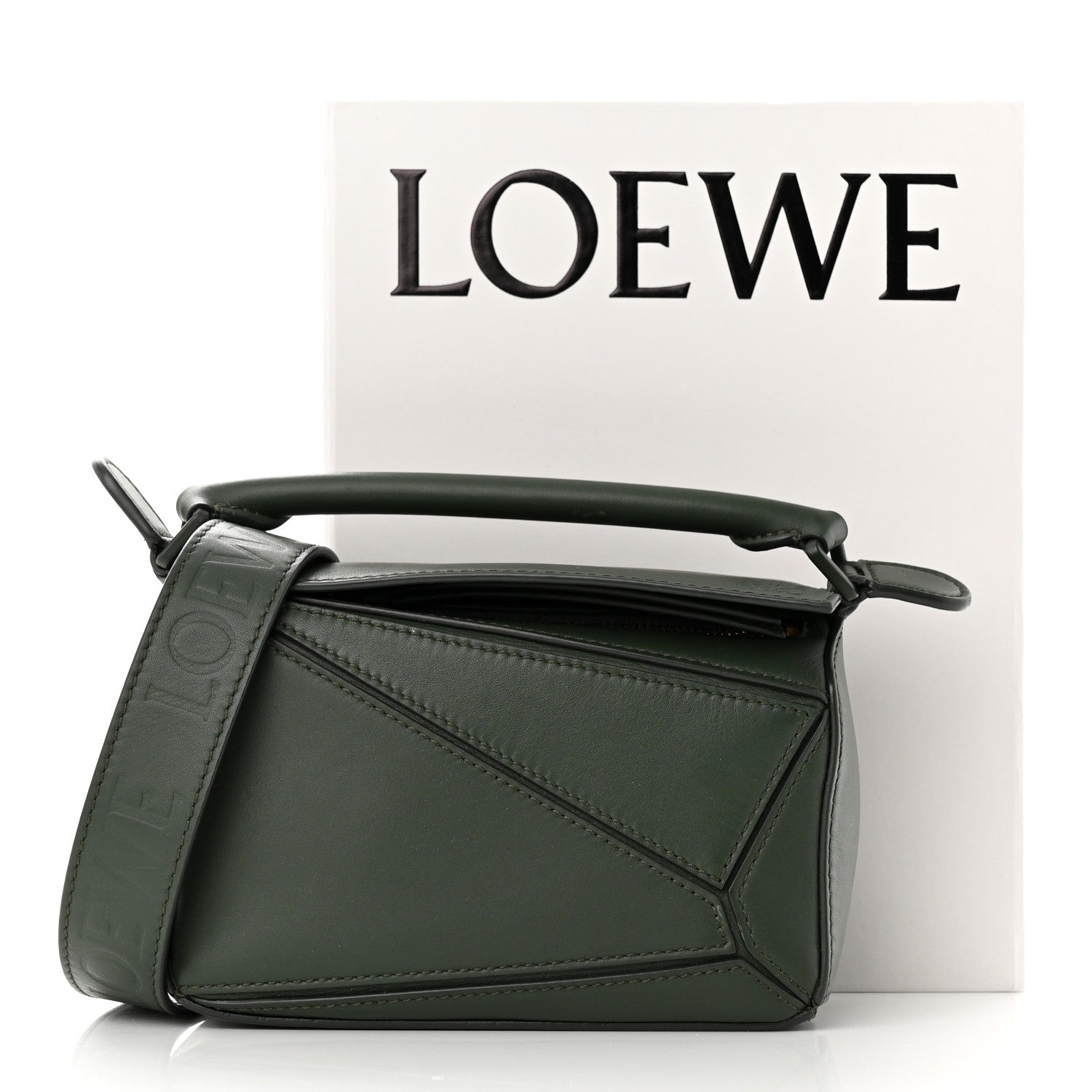Loewe Satin Calfskin Mini Puzzle Bag Vintage Khaki 1298676