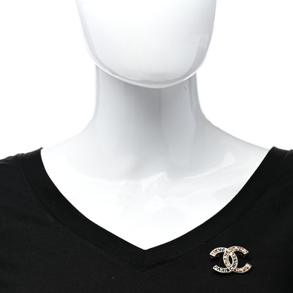 Chanel Crystal Pearl Glass CC Logo Brooch Gold Pink Orange 2 of 5