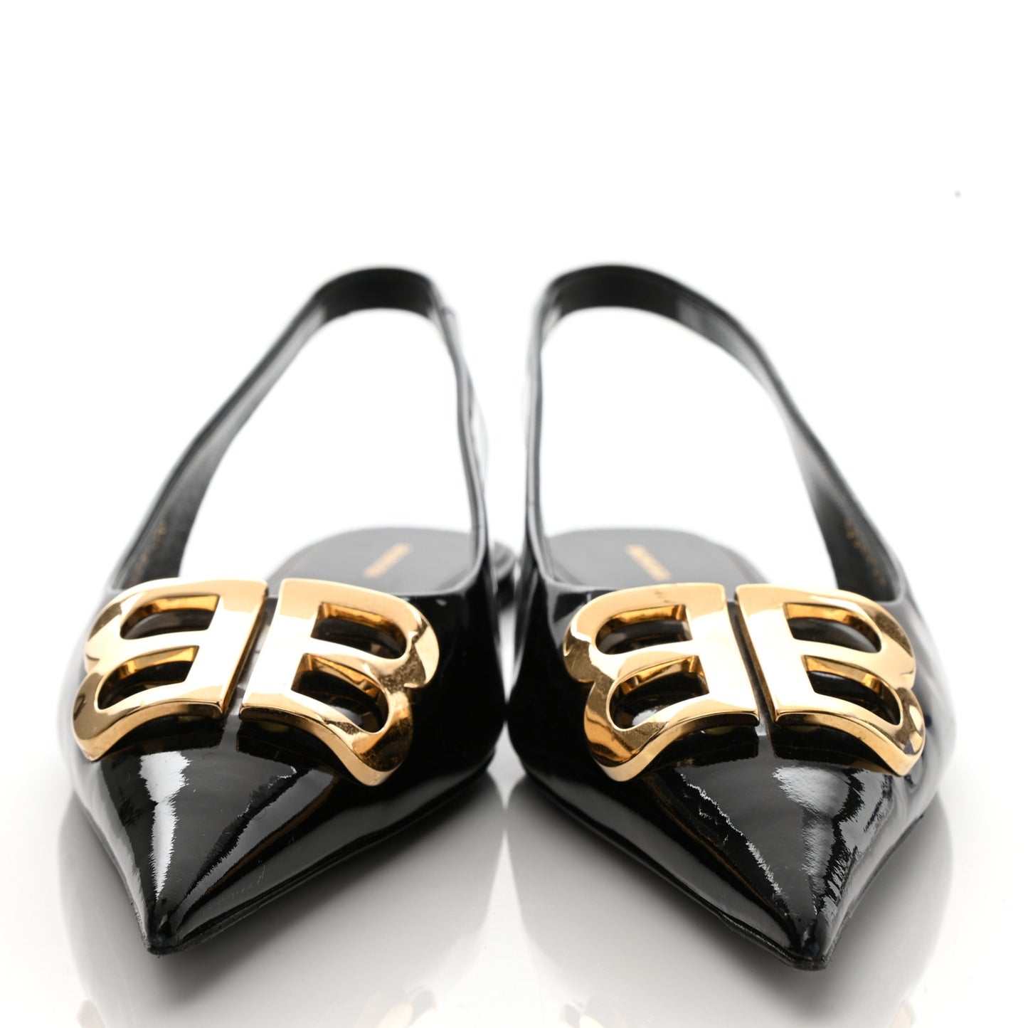 Patent BB Knife Pointy Toe Slingback Flats 39 Black