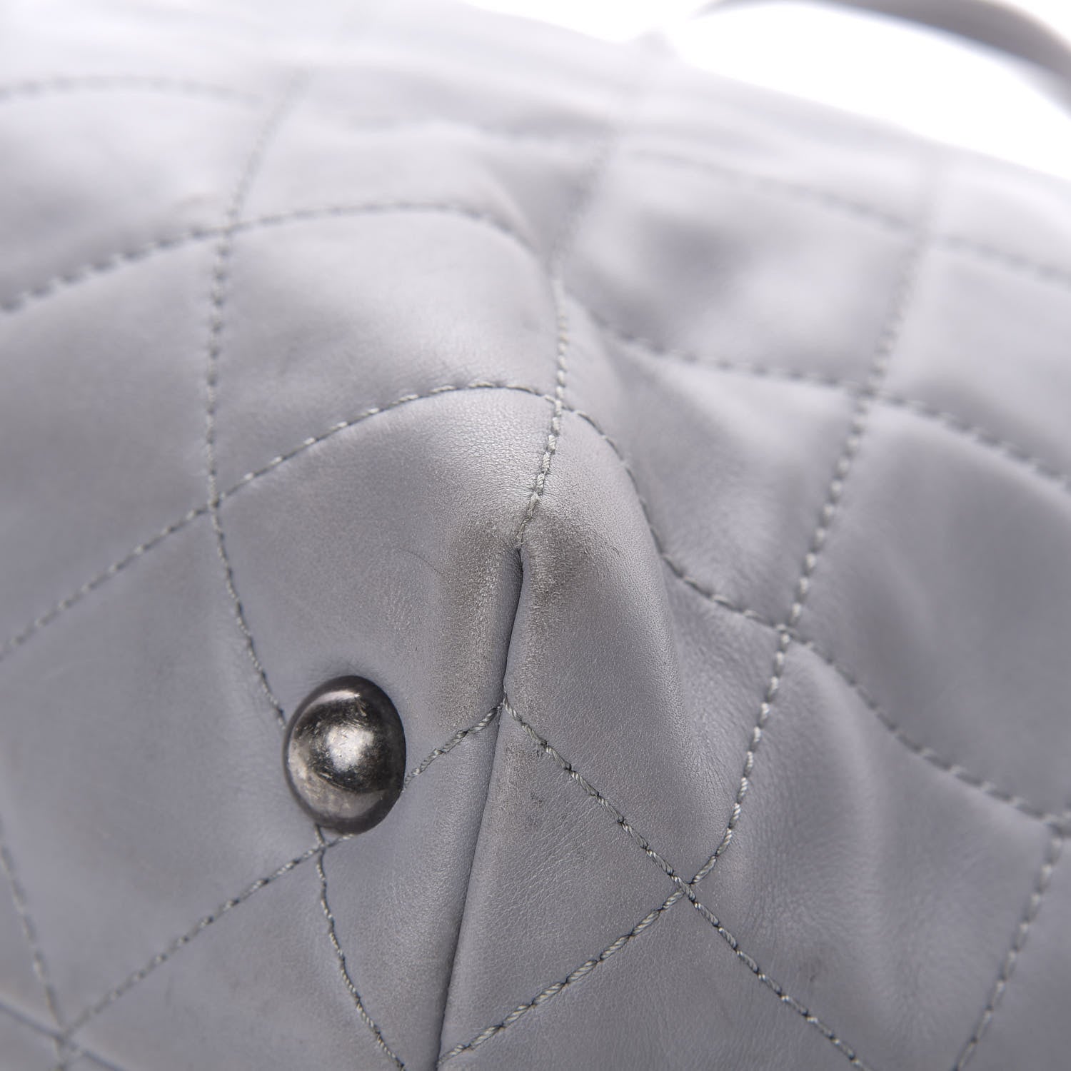 Chanel Calfskin Quilted Large Shopping In Chains Tote Light Grey 10 of 13