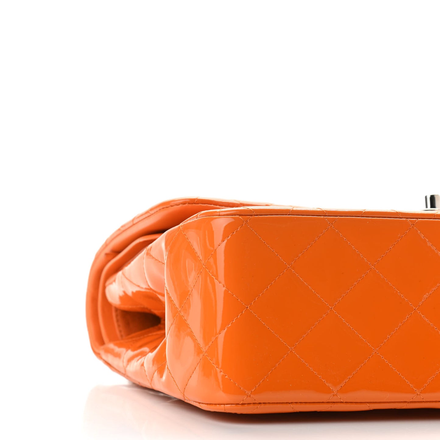Patent Quilted Jumbo Double Flap Orange