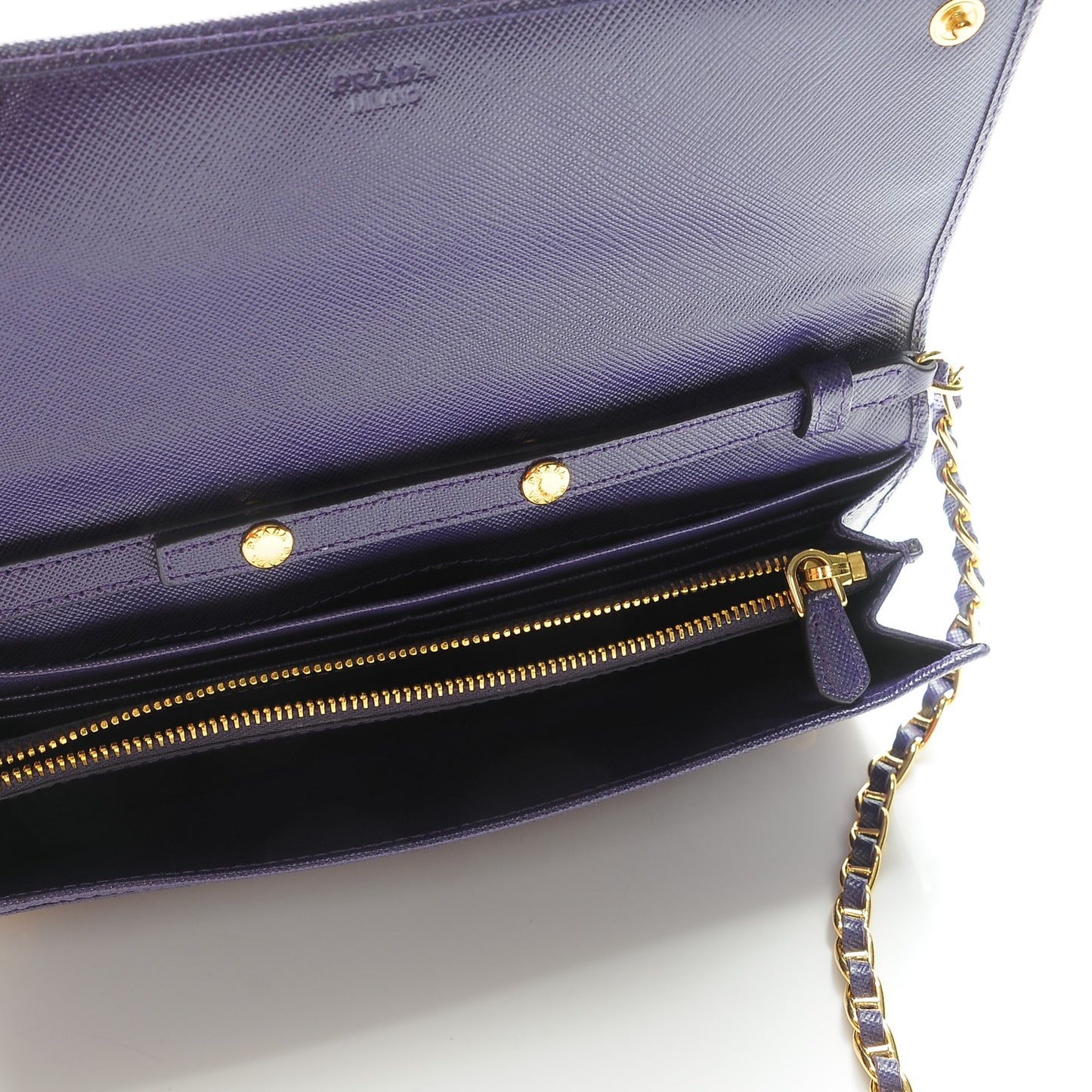 Saffiano Metal Oro Chain Wallet Viola