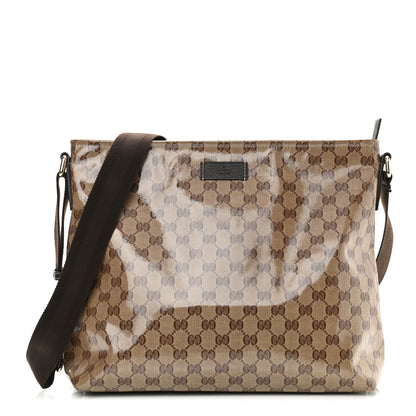 Gucci Crystal Monogram Large Flat Messenger Bag Dark Brown 1 of 10