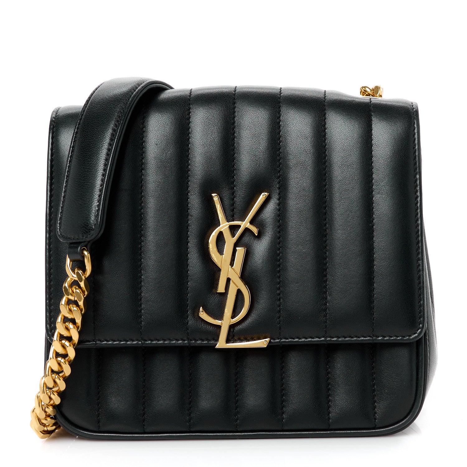Saint Laurent Lambskin Matelasse Monogram Medium Vicky Chain Bag Black 1 of 11