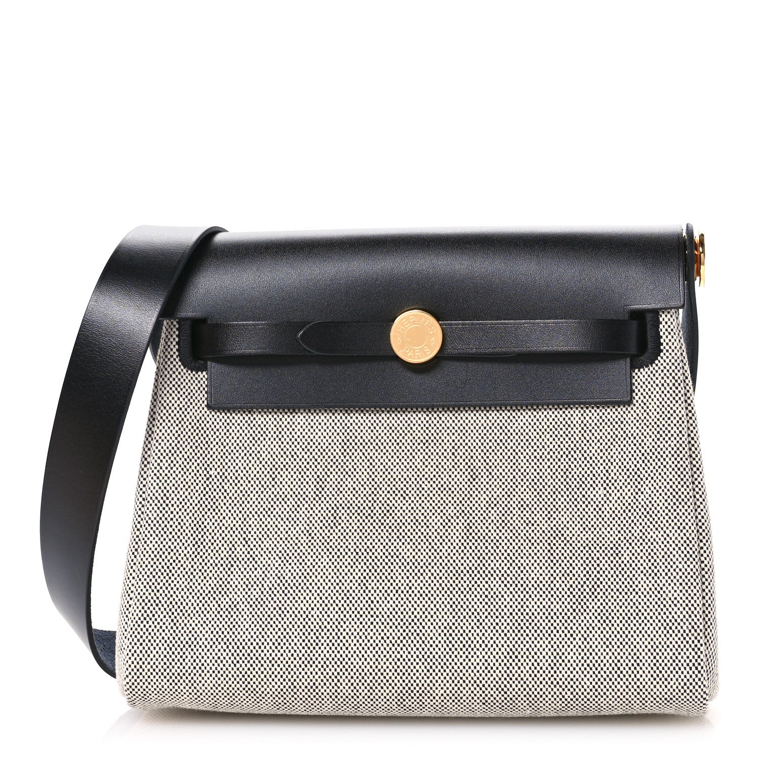 Hermes Military Toile Vache Hunter Herbag Zip Retourne 20 Ecru Black 1 of 11