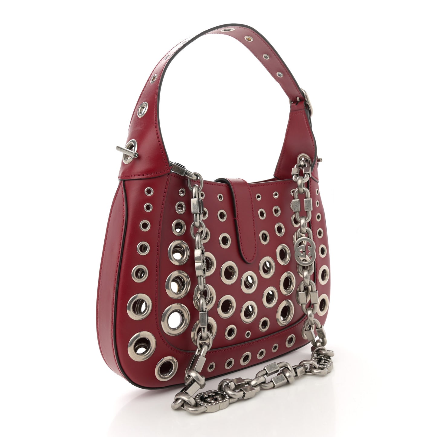 Calfskin Ha Ha Ha Jackie 1961 Eyelet Hobo Cherry Red