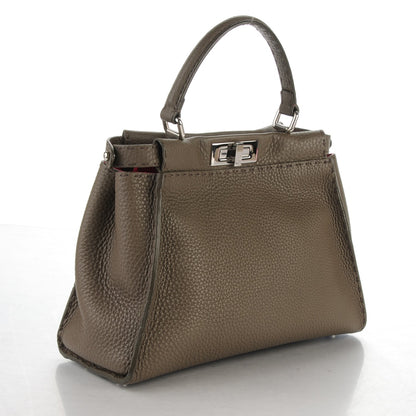 Fendi Cuoio Romano Alcantara Selleria Medium Peekaboo Iconic Satchel Grey Fuchsia 4 of 9
