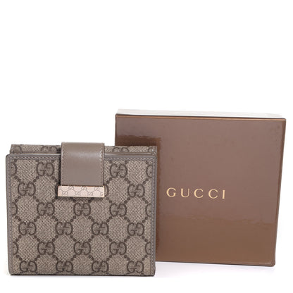 Gucci GG Supreme Monogram Icon Bar French Flap Wallet Beige Ebony Grigio 4 of 8