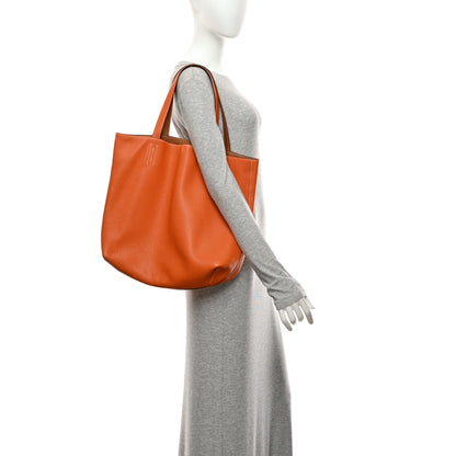 Hermes Taurillon Clemence Double Sens 45 Reversible Tote Orange Gold 2 of 21