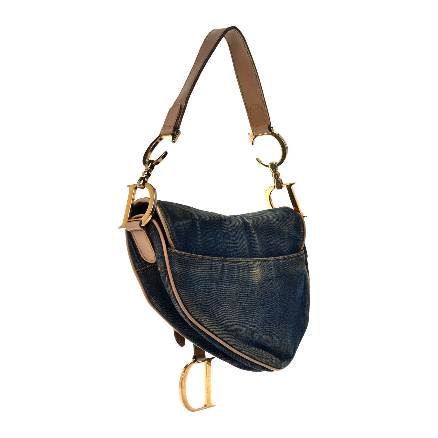 Denim Calfskin Saddle Bag Blue
