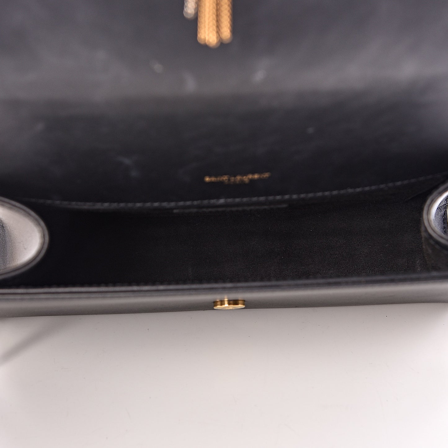Smooth Calfskin Medium Classic Monogram Kate Tassel Satchel Black