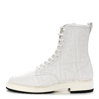 Fendi Nappa FF Embossed Womens Biker Boots 40 Snow 1 of 10
