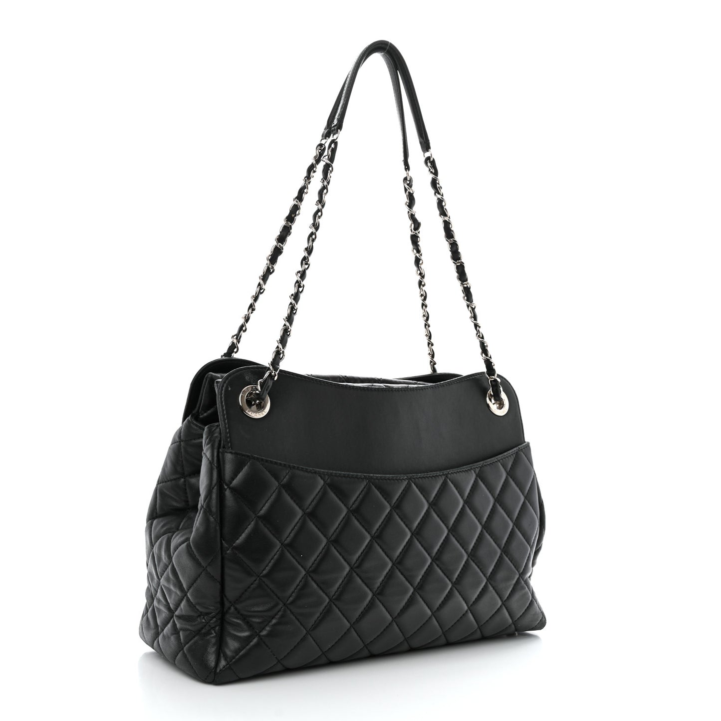 Lambskin Quilted Chanel 7 Tote Black