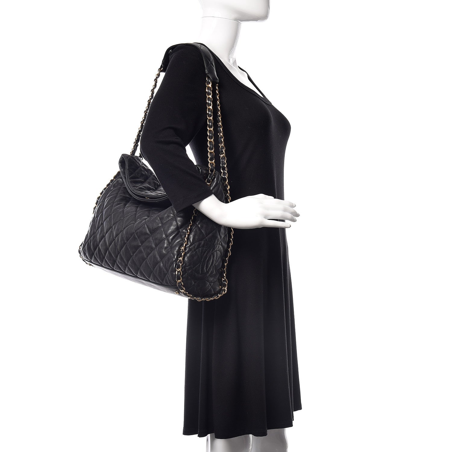 Chanel Calfskin Quilted Large Chain Me Hobo Black 2 of 10