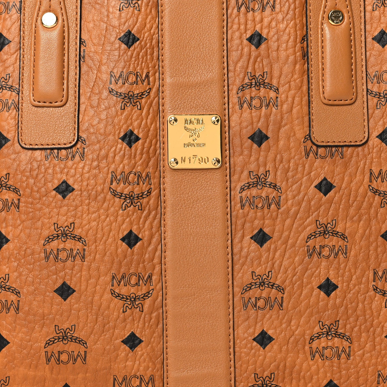 MCM Visetos Medium Liz Reversible Shopper Tote Cognac 9 of 14