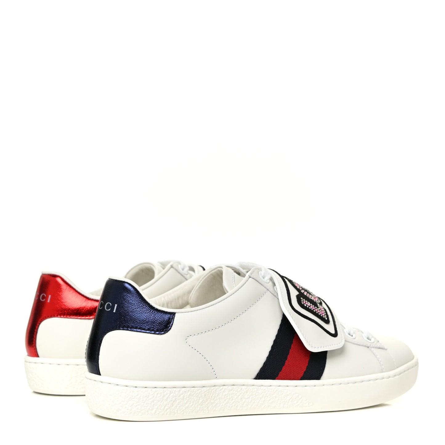 Calfskin Ayers Web Crystal LOVED Womens New Ace Sneakers 35 White