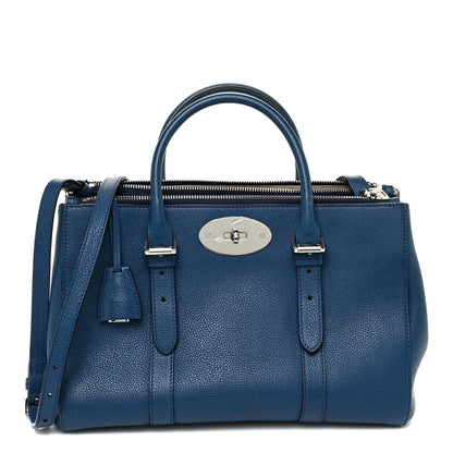 Mulberry Small Classic Grain Calfskin Bayswater Double Zip Tote Blue 1 of 16