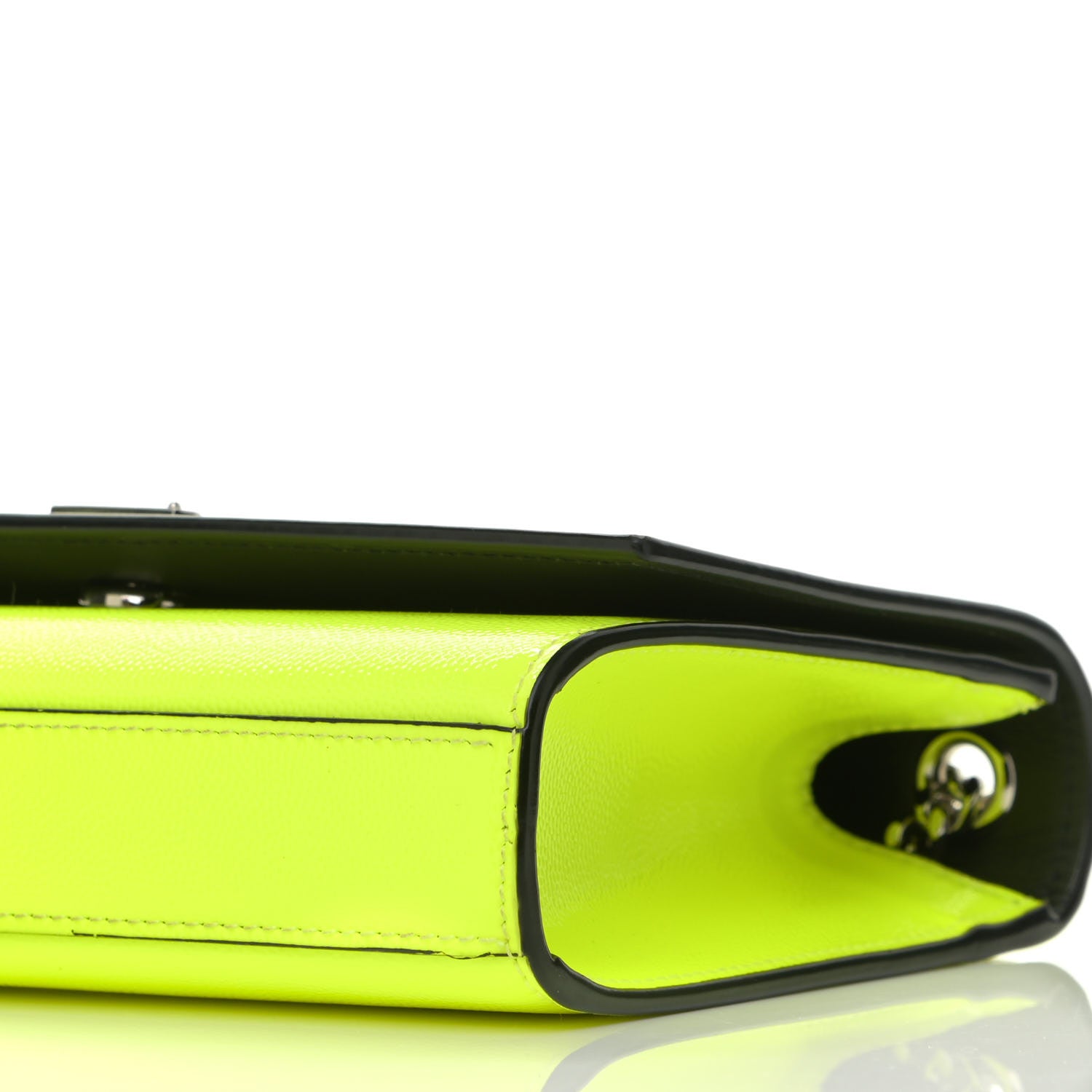 Saint Laurent Patent Grain de Poudre Small Monogram Kate Satchel Neon Yellow 10 of 10