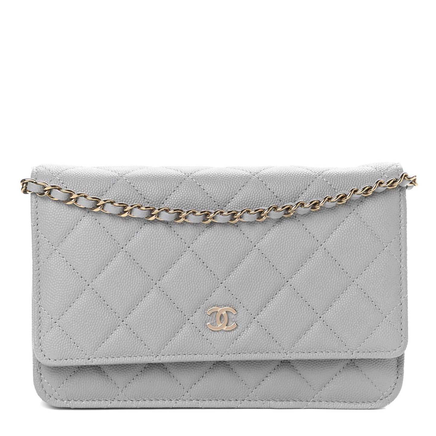 Caviar Quilted Wallet On Chain WOC Grey