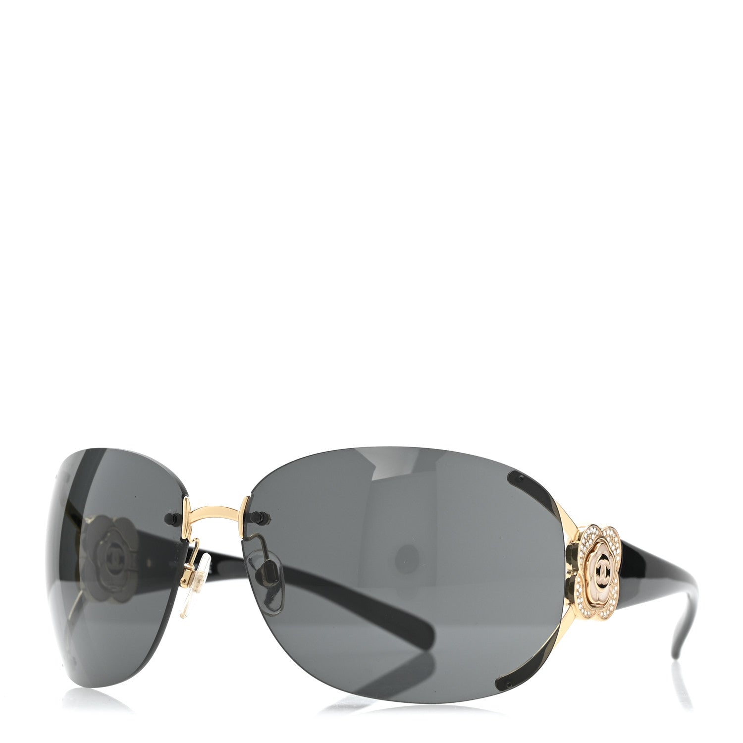 Chanel Crystal Camellia CC Sunglasses 4171-B Black 1 of 8