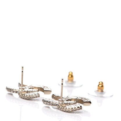 Chanel Crystal Timeless CC Earrings Light Gold 4 of 5