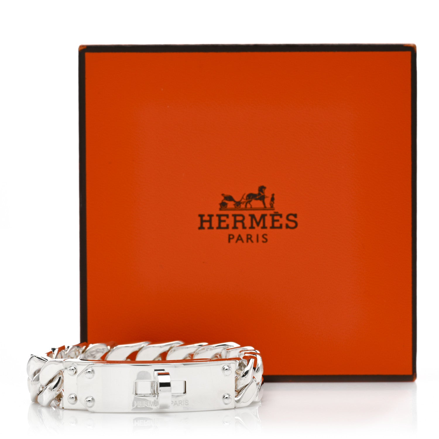 Hermes Sterling Silver GM Kelly Gourmette Bracelet SH 4 of 4
