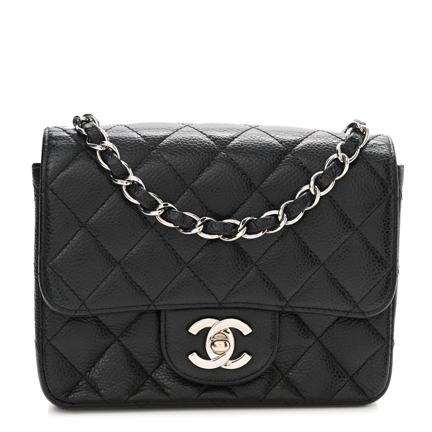Caviar Quilted Mini Square Flap Black