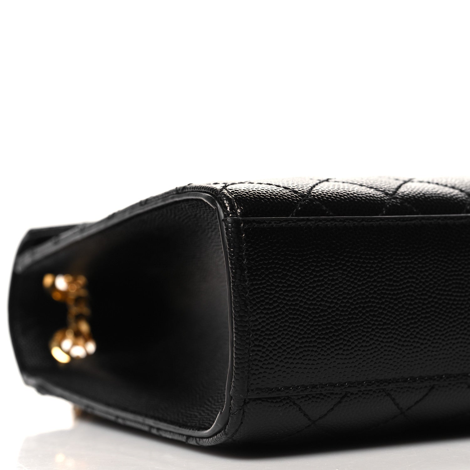Saint Laurent Grain De Poudre Textured Mixed Matelasse Large Triquilt Monogram Satchel Black 8 of 10