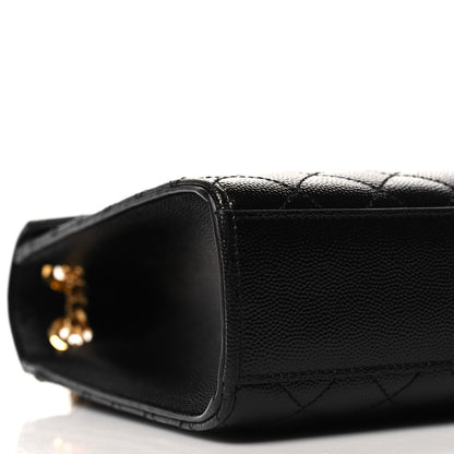 Saint Laurent Grain De Poudre Textured Mixed Matelasse Large Triquilt Monogram Satchel Black 8 of 10