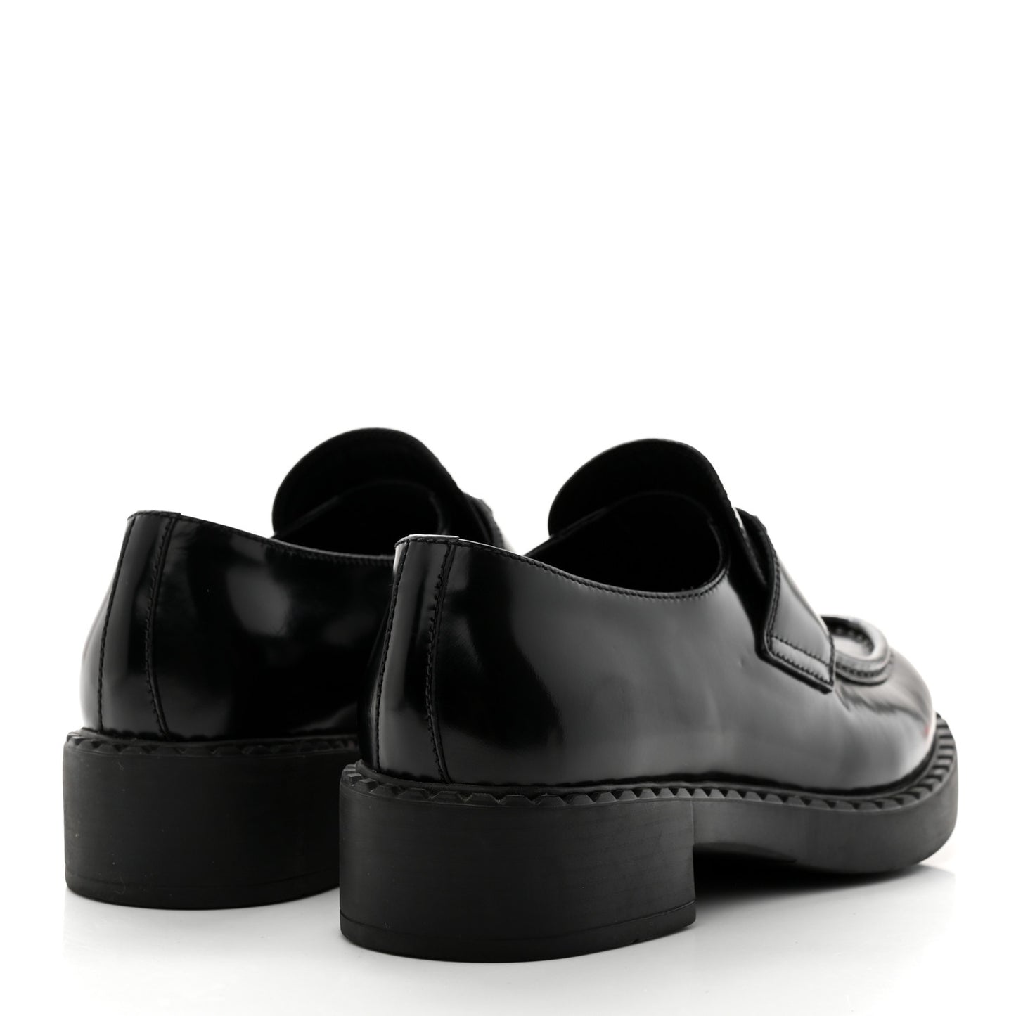 Spazzolato Metal Triangle Logo 50mm Loafers 39.5 Black